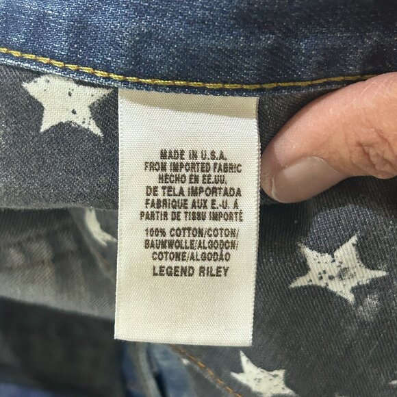 Lucky Brand Shorts Womens 18/34 Riley Legend Distressed USA Patch Peace Flag - Picture 3 of 16